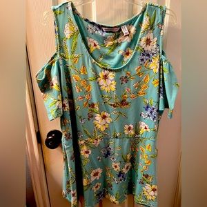 Isaac Mizrahi Live Cold Shoulder Peplum Top